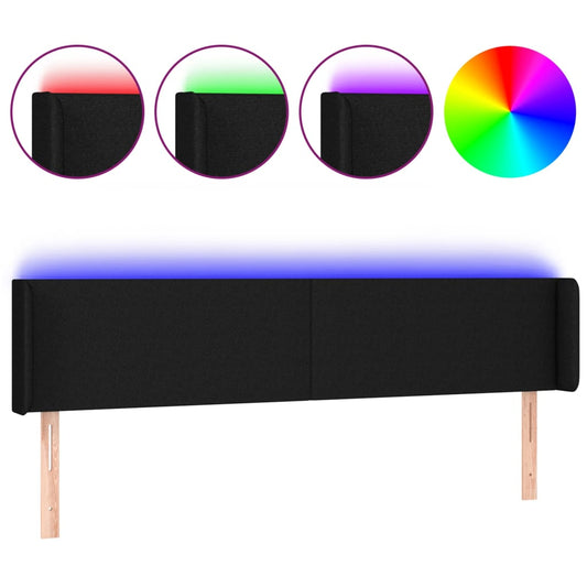 vidaXL Κεφαλάρι Κρεβατιού LED Μαύρο 183x16x78/88 εκ. Υφασμάτινο