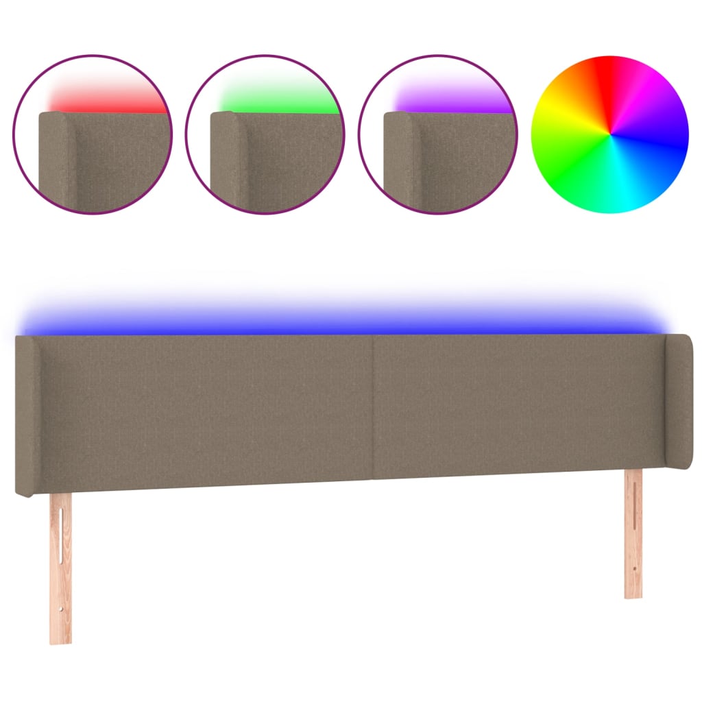 vidaXL Κεφαλάρι Κρεβατιού LED Taupe 203x16x78/88 εκ. Υφασμάτινο