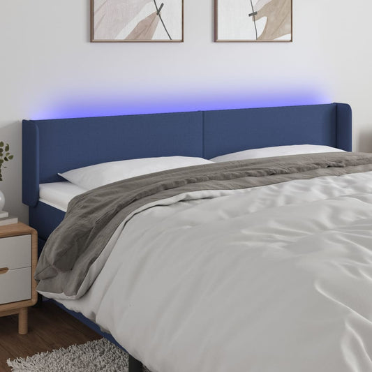 vidaXL Κεφαλάρι Κρεβατιού LED Μπλε 203x16x78/88 εκ. Υφασμάτινο