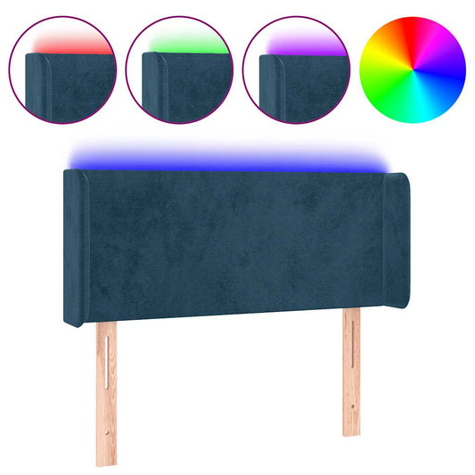 vidaXL Κεφαλάρι Κρεβατιού LED Σκούρο Μπλε 93x16x78/88 εκ. Βελούδινο