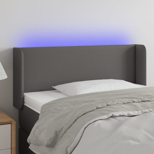 vidaXL Κεφαλάρι Κρεβατιού LED Γκρι 83x16x78/88 εκ. από Συνθετικό Δέρμα