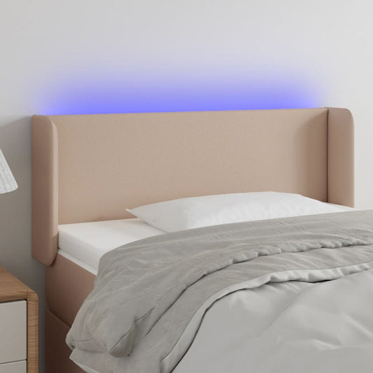 vidaXL Κεφαλάρι Κρεβατιού LED Καπουτσίνο 103x16x78/88εκ. Συνθετ. Δέρμα