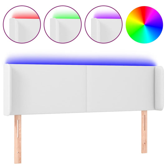 vidaXL Κεφαλάρι Κρεβατιού LED Λευκό 147x16x78/88 εκ. Συνθετ. Δέρμα