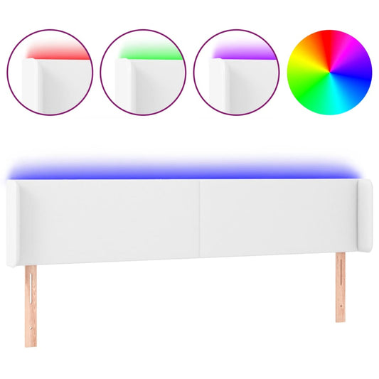 vidaXL Κεφαλάρι Κρεβατιού LED Λευκό 183x16x78/88 εκ. Συνθετ. Δέρμα