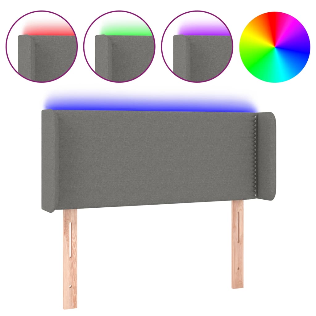 vidaXL Κεφαλάρι Κρεβατιού LED Σκούρο Γκρι 83x16x78/88 εκ. Υφασμάτινο