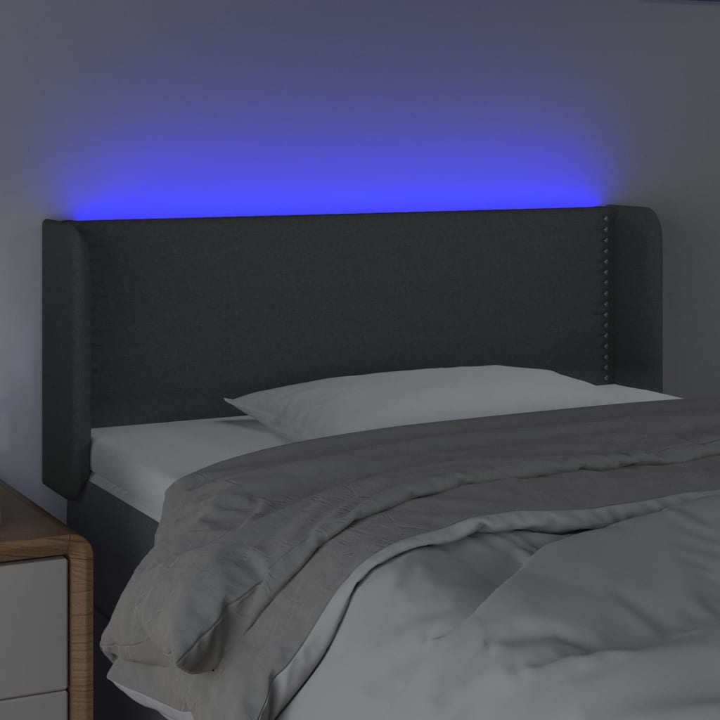 vidaXL Κεφαλάρι Κρεβατιού LED Σκούρο Γκρι 83x16x78/88 εκ. Υφασμάτινο