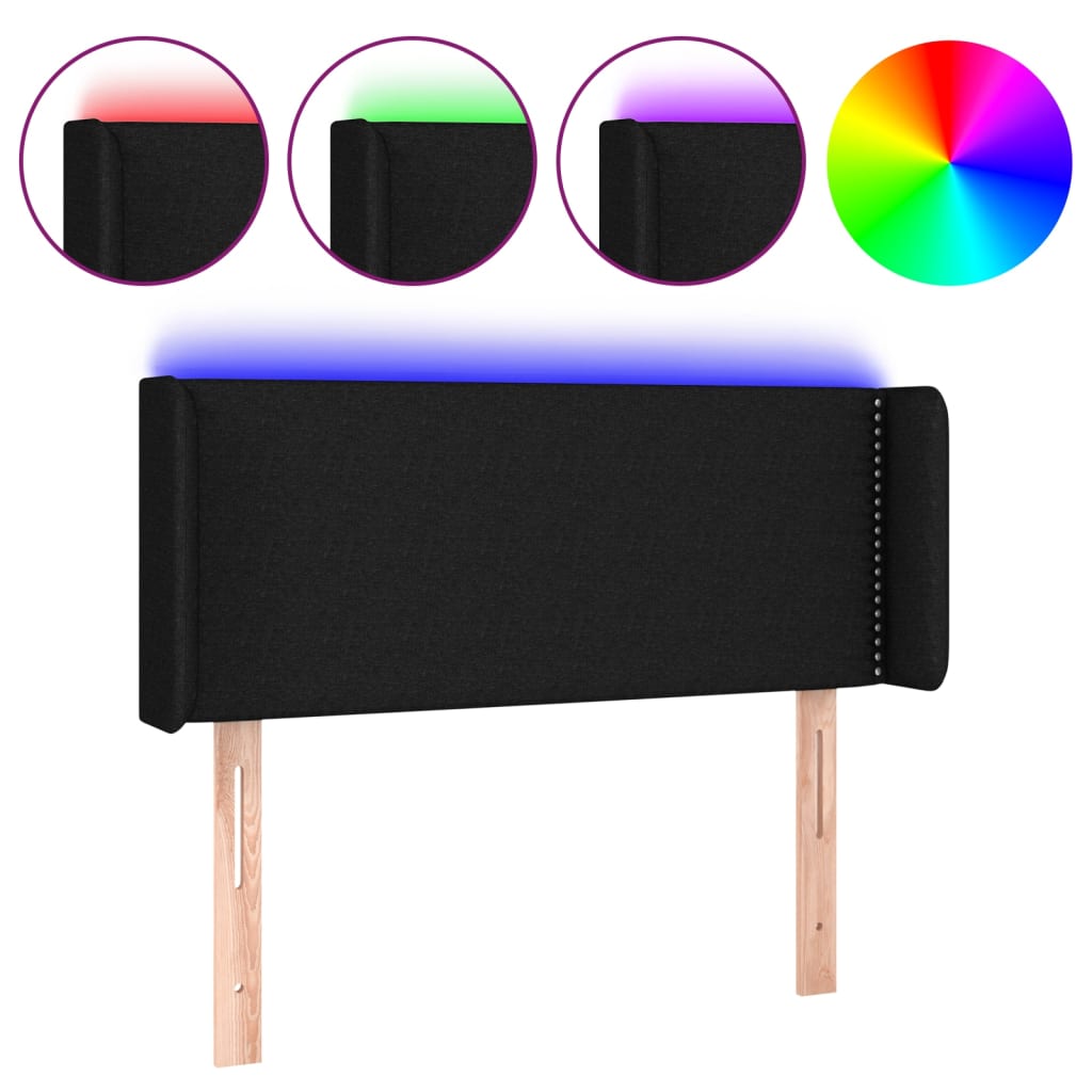 vidaXL Κεφαλάρι Κρεβατιού LED Μαύρο 103x16x78/88 εκ. Υφασμάτινο