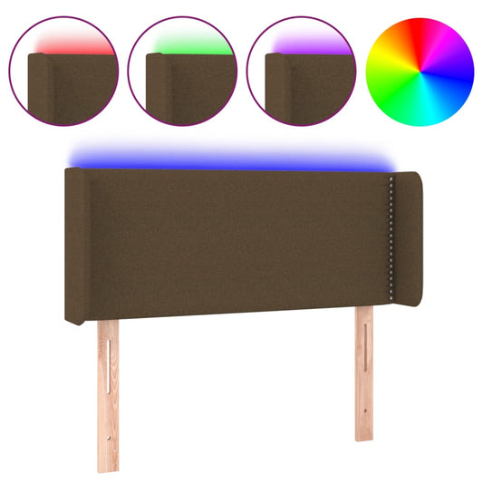 vidaXL Κεφαλάρι Κρεβατιού LED Σκούρο Καφέ 103x16x78/88 εκ. Υφασμάτινο