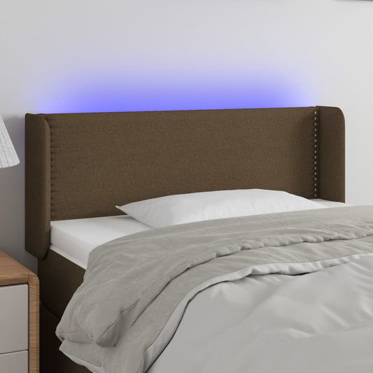 vidaXL Κεφαλάρι Κρεβατιού LED Σκούρο Καφέ 103x16x78/88 εκ. Υφασμάτινο
