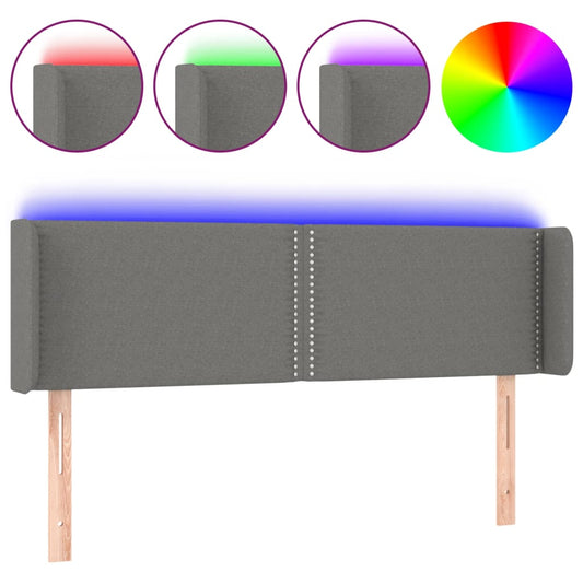 vidaXL Κεφαλάρι Κρεβατιού LED Σκούρο Γκρι 147x16x78/88 εκ. Υφασμάτινο