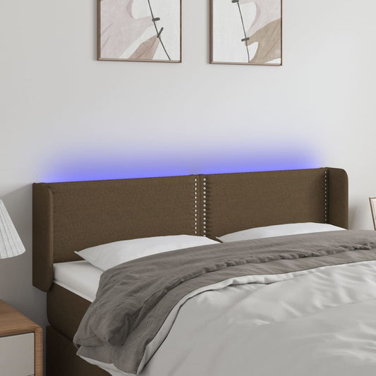 vidaXL Κεφαλάρι Κρεβατιού LED Σκούρο Καφέ 147x16x78/88 εκ. Υφασμάτινο