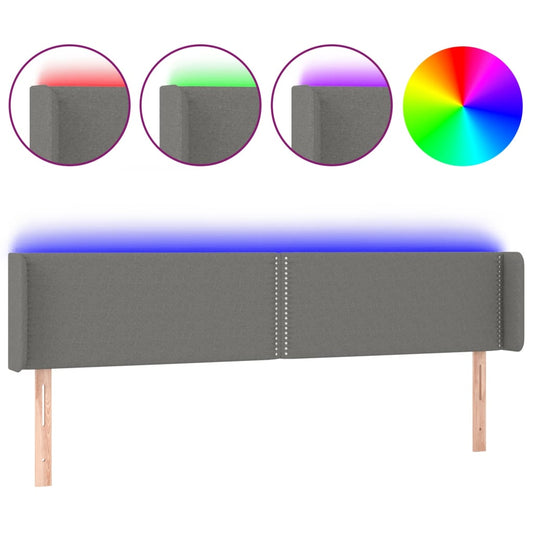 vidaXL Κεφαλάρι Κρεβατιού LED Σκούρο Γκρι 183x16x78/88 εκ. Υφασμάτινο