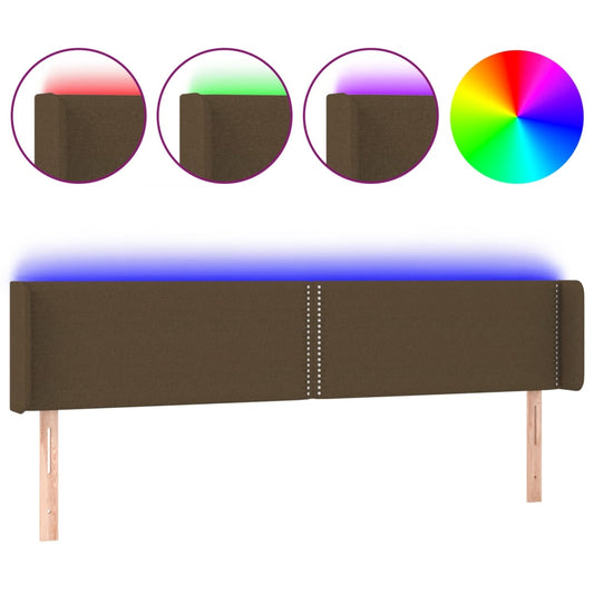 vidaXL Κεφαλάρι Κρεβατιού LED Σκούρο Καφέ 183x16x78/88 εκ. Υφασμάτινο
