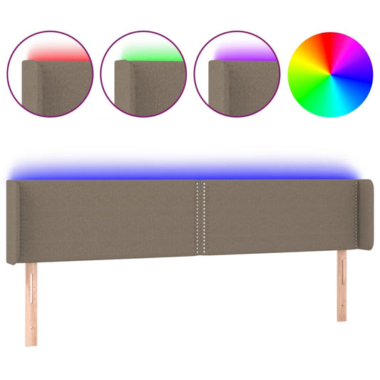 vidaXL Κεφαλάρι Κρεβατιού LED Taupe 183x16x78/88 εκ. Υφασμάτινο