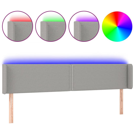 vidaXL Κεφαλάρι Κρεβατιού LED Ανοιχτό Γκρι 203x16x78/88 εκ. Υφασμάτινο