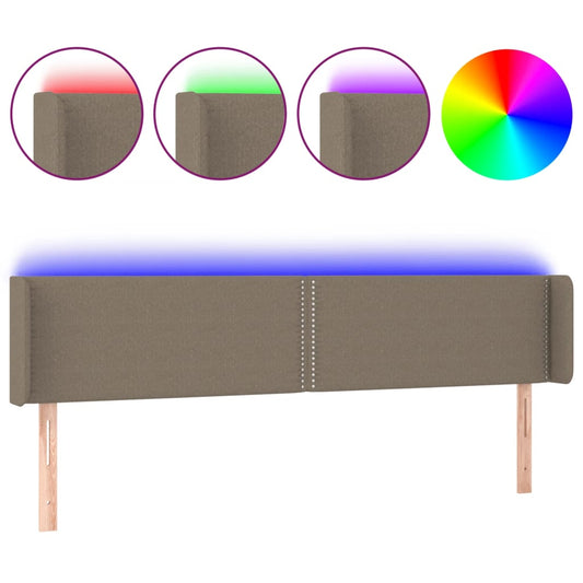 vidaXL Κεφαλάρι Κρεβατιού LED Taupe 203x16x78/88 εκ. Υφασμάτινο
