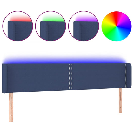 vidaXL Κεφαλάρι Κρεβατιού LED Μπλε 203x16x78/88 εκ. Υφασμάτινο