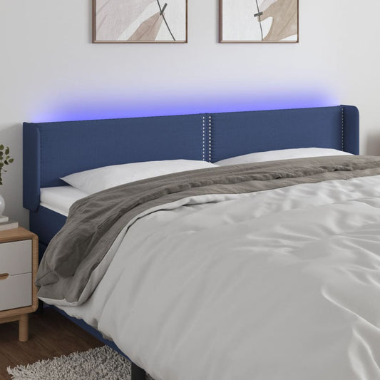 vidaXL Κεφαλάρι Κρεβατιού LED Μπλε 203x16x78/88 εκ. Υφασμάτινο