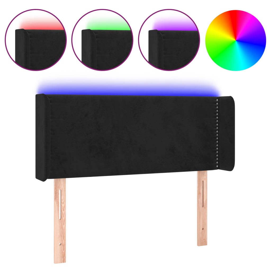 vidaXL Κεφαλάρι Κρεβατιού LED Μαύρο 93x16x78/88 εκ. Βελούδινο