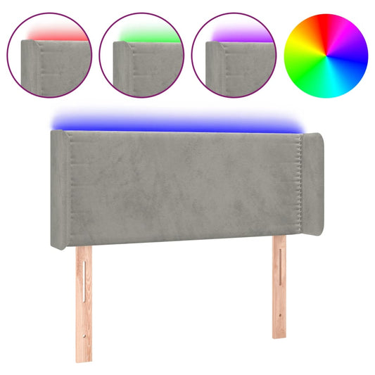 vidaXL Κεφαλάρι Κρεβατιού LED Ανοιχτό Γκρι 103x16x78/88 εκ. Βελούδινο