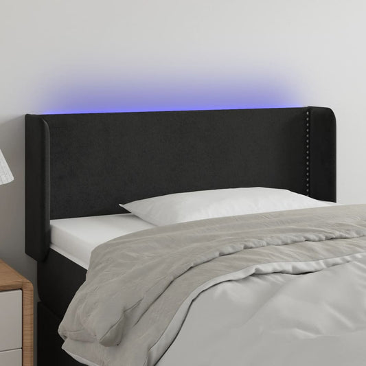 vidaXL Κεφαλάρι Κρεβατιού LED Μαύρο 103x16x78/88 εκ. Βελούδινο