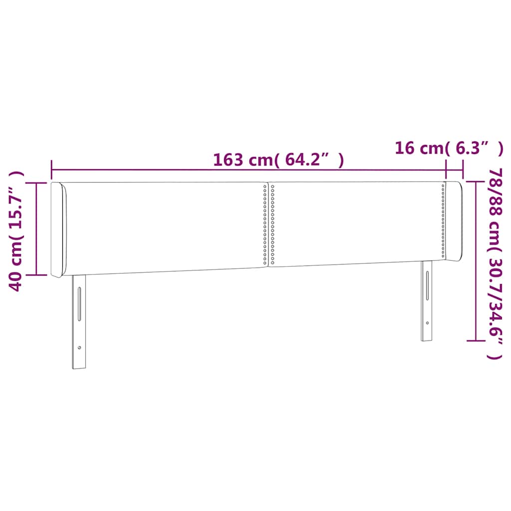 vidaXL Κεφαλάρι Κρεβατιού LED Σκούρο Μπλε 163x16x78/88 εκ. Βελούδινο