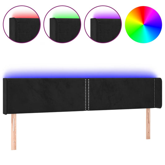 vidaXL Κεφαλάρι Κρεβατιού LED Μαύρο 183x16x78/88 εκ. Βελούδινο