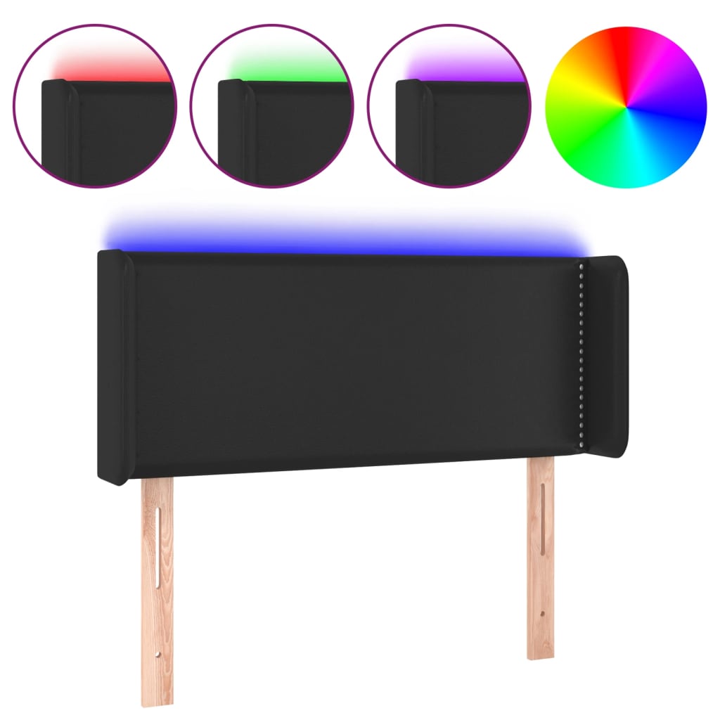 vidaXL Κεφαλάρι Κρεβατιού LED Μαύρο 93x16x78/88 εκ. Συνθετ. Δέρμα