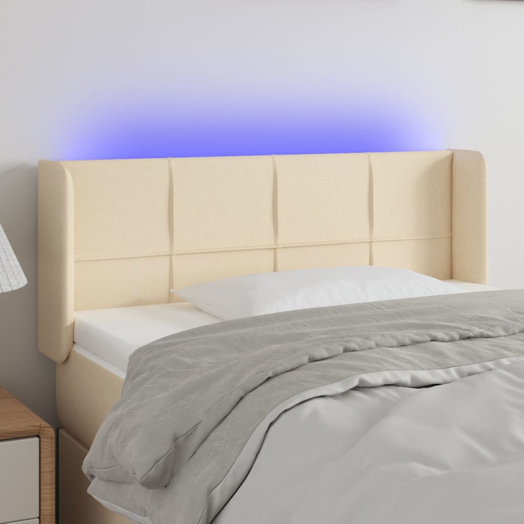 vidaXL Κεφαλάρι Κρεβατιού LED Κρεμ 83x16x78/88 εκ. Υφασμάτινο