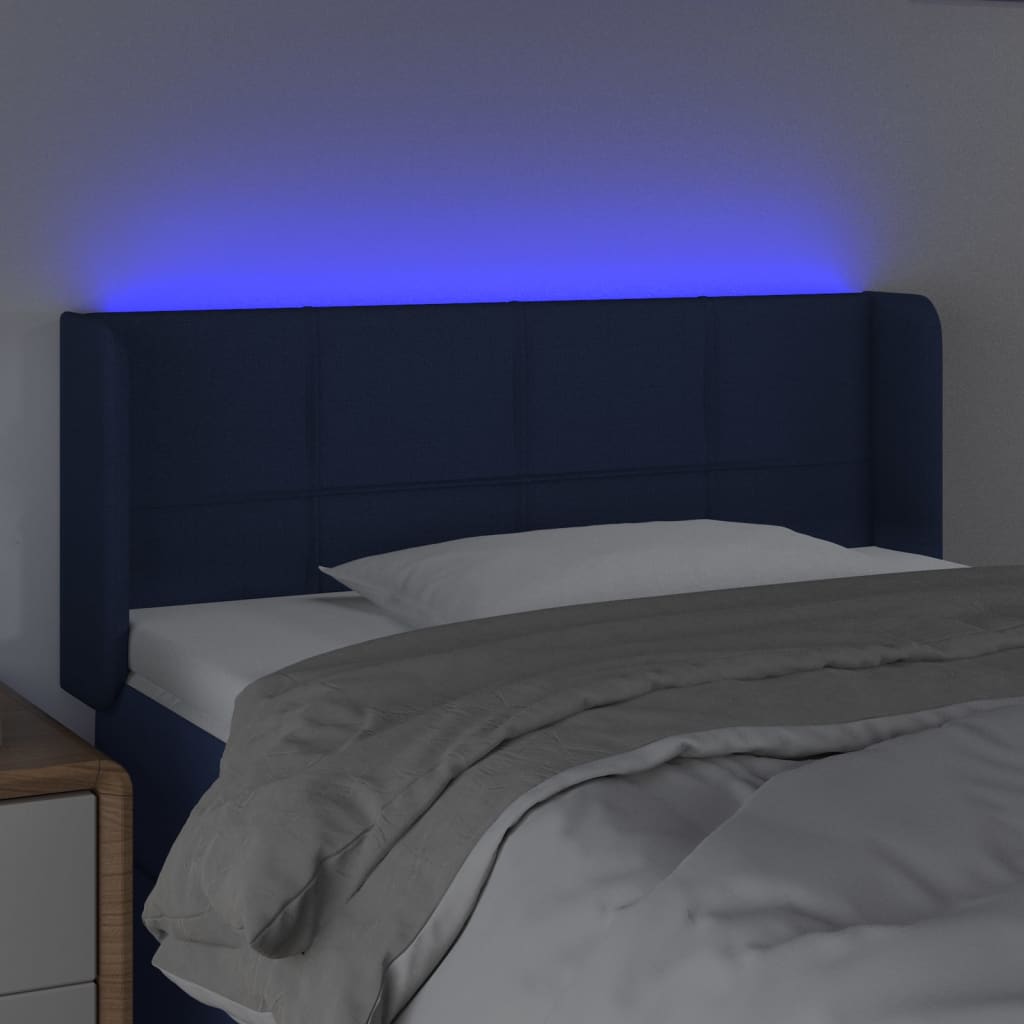 vidaXL Κεφαλάρι Κρεβατιού LED Μπλε 93x16x78/88 εκ. Υφασμάτινο