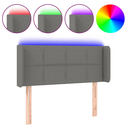 vidaXL Κεφαλάρι Κρεβατιού LED Σκούρο Γκρι 103x16x78/88 εκ. Υφασμάτινο
