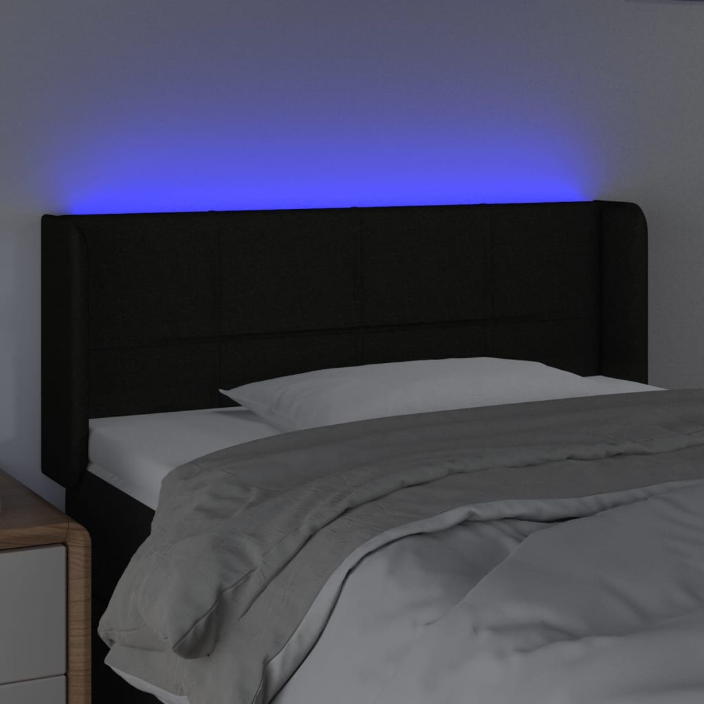 vidaXL Κεφαλάρι Κρεβατιού LED Μαύρο 103x16x78/88 εκ. Υφασμάτινο