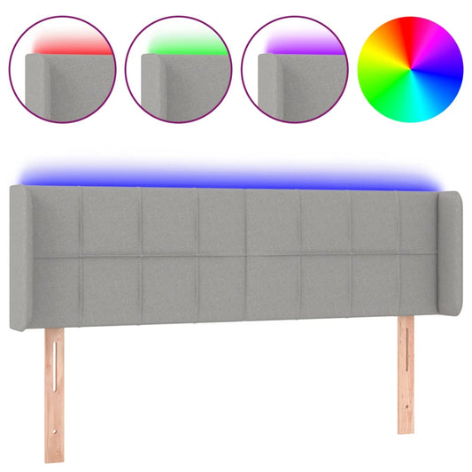 vidaXL Κεφαλάρι Κρεβατιού LED Ανοιχτό Γκρι 147x16x78/88 εκ. Υφασμάτινο
