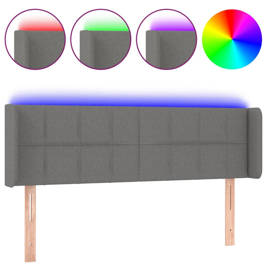 vidaXL Κεφαλάρι Κρεβατιού LED Σκούρο Γκρι 147x16x78/88 εκ. Υφασμάτινο
