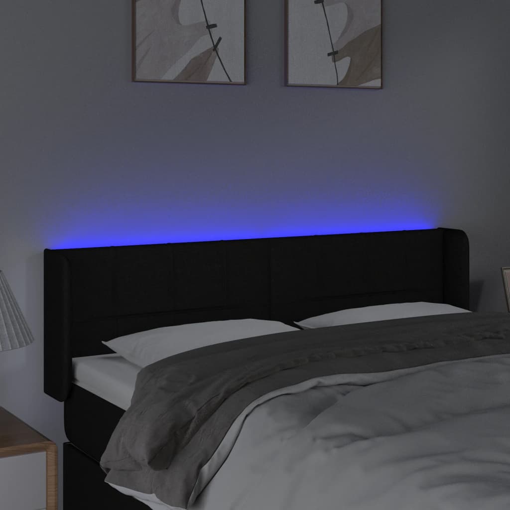 vidaXL Κεφαλάρι Κρεβατιού LED Μαύρο 147x16x78/88 εκ. Υφασμάτινο