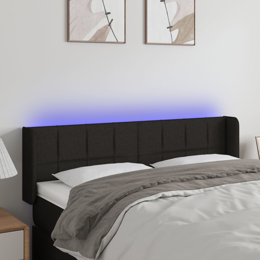 vidaXL Κεφαλάρι Κρεβατιού LED Μαύρο 147x16x78/88 εκ. Υφασμάτινο