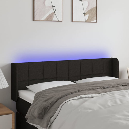vidaXL Κεφαλάρι Κρεβατιού LED Μαύρο 147x16x78/88 εκ. Υφασμάτινο