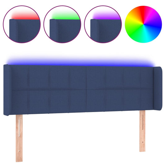vidaXL Κεφαλάρι Κρεβατιού LED Μπλε 147x16x78/88 εκ. Υφασμάτινο