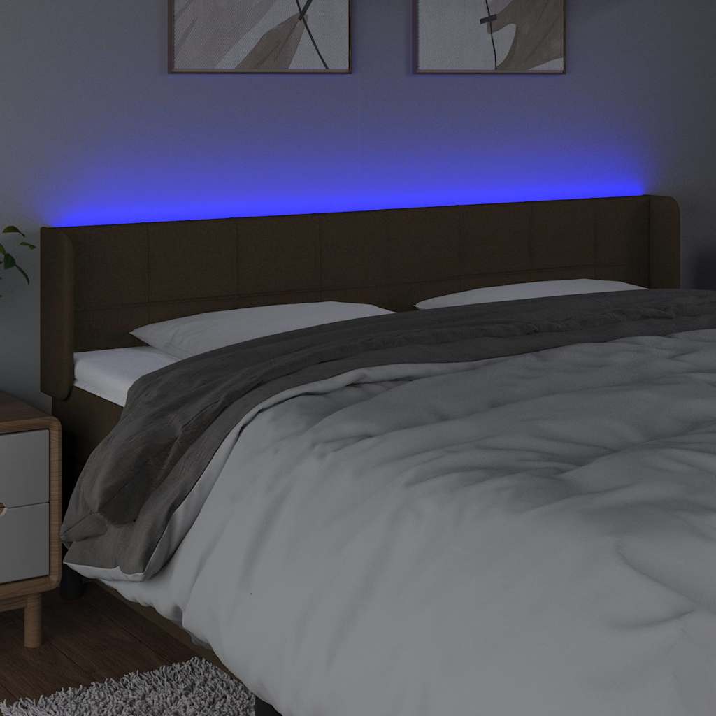 vidaXL Κεφαλάρι Κρεβατιού LED Σκούρο Καφέ 163x16x78/88 εκ. Υφασμάτινο