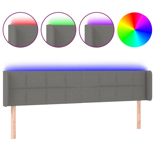 vidaXL Κεφαλάρι Κρεβατιού LED Σκούρο Γκρι 183x16x78/88 εκ. Υφασμάτινο