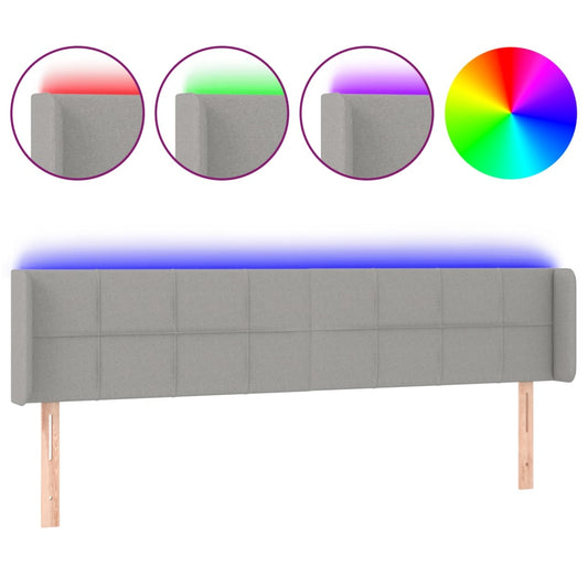 vidaXL Κεφαλάρι Κρεβατιού LED Ανοιχτό Γκρι 203x16x78/88 εκ. Υφασμάτινο