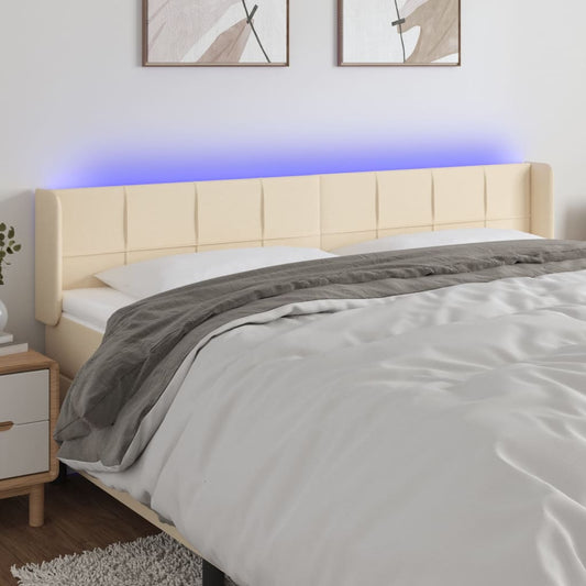 vidaXL Κεφαλάρι Κρεβατιού LED Κρεμ 203x16x78/88 εκ. Υφασμάτινο