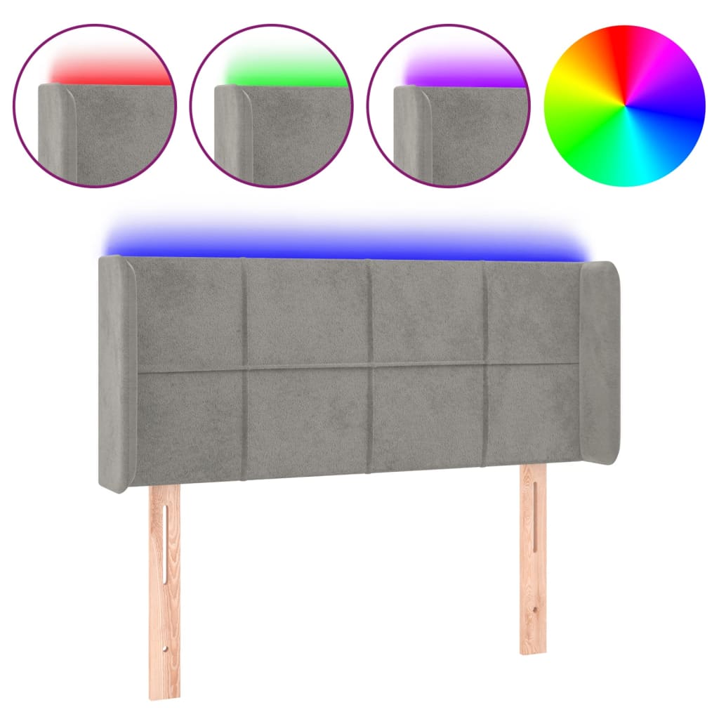 vidaXL Κεφαλάρι Κρεβατιού LED Ανοιχτό Γκρι 83x16x78/88 εκ. Βελούδινο