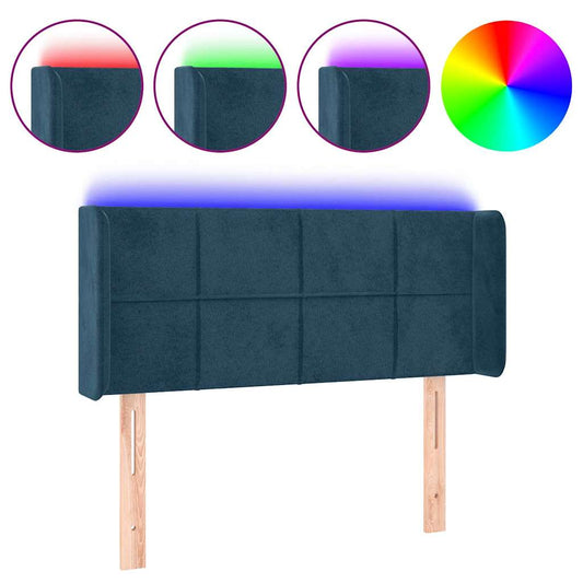 vidaXL Κεφαλάρι Κρεβατιού LED Σκούρο Μπλε 83x16x78/88 εκ. Βελούδινο