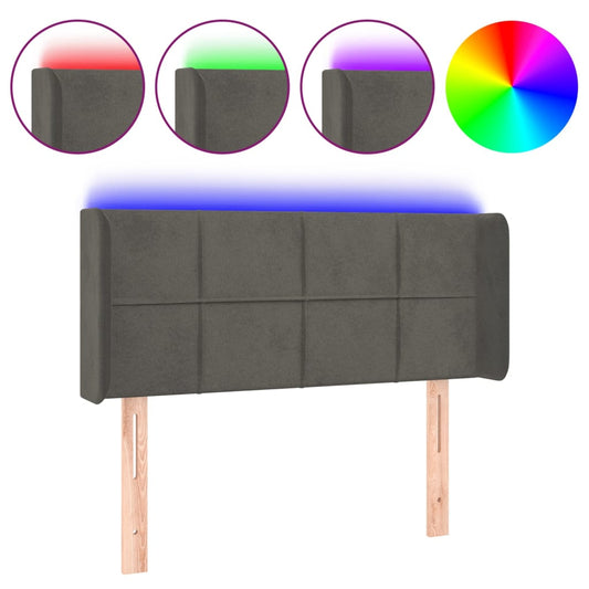 vidaXL Κεφαλάρι Κρεβατιού LED Σκούρο Γκρι 93x16x78/88 εκ. Βελούδινο