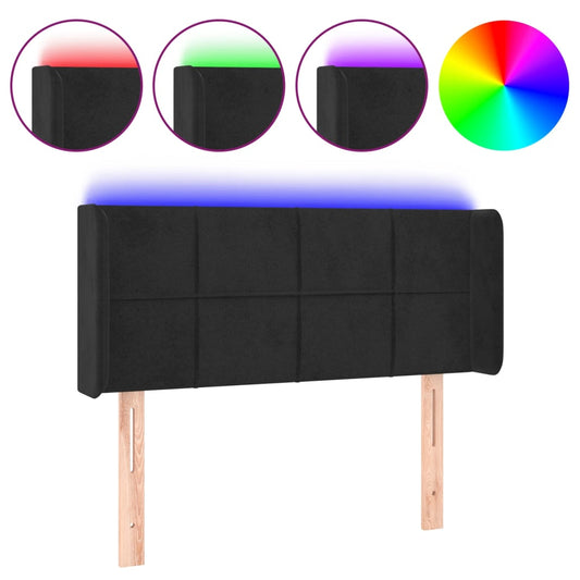 vidaXL Κεφαλάρι Κρεβατιού LED Μαύρο 93x16x78/88 εκ. Βελούδινο