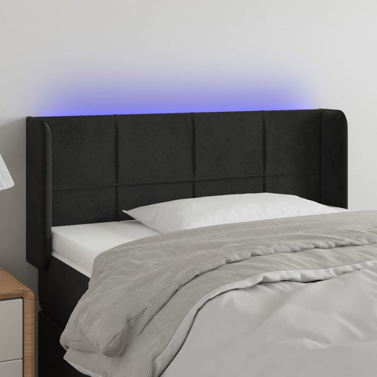 vidaXL Κεφαλάρι Κρεβατιού LED Μαύρο 103x16x78/88 εκ. Βελούδινο