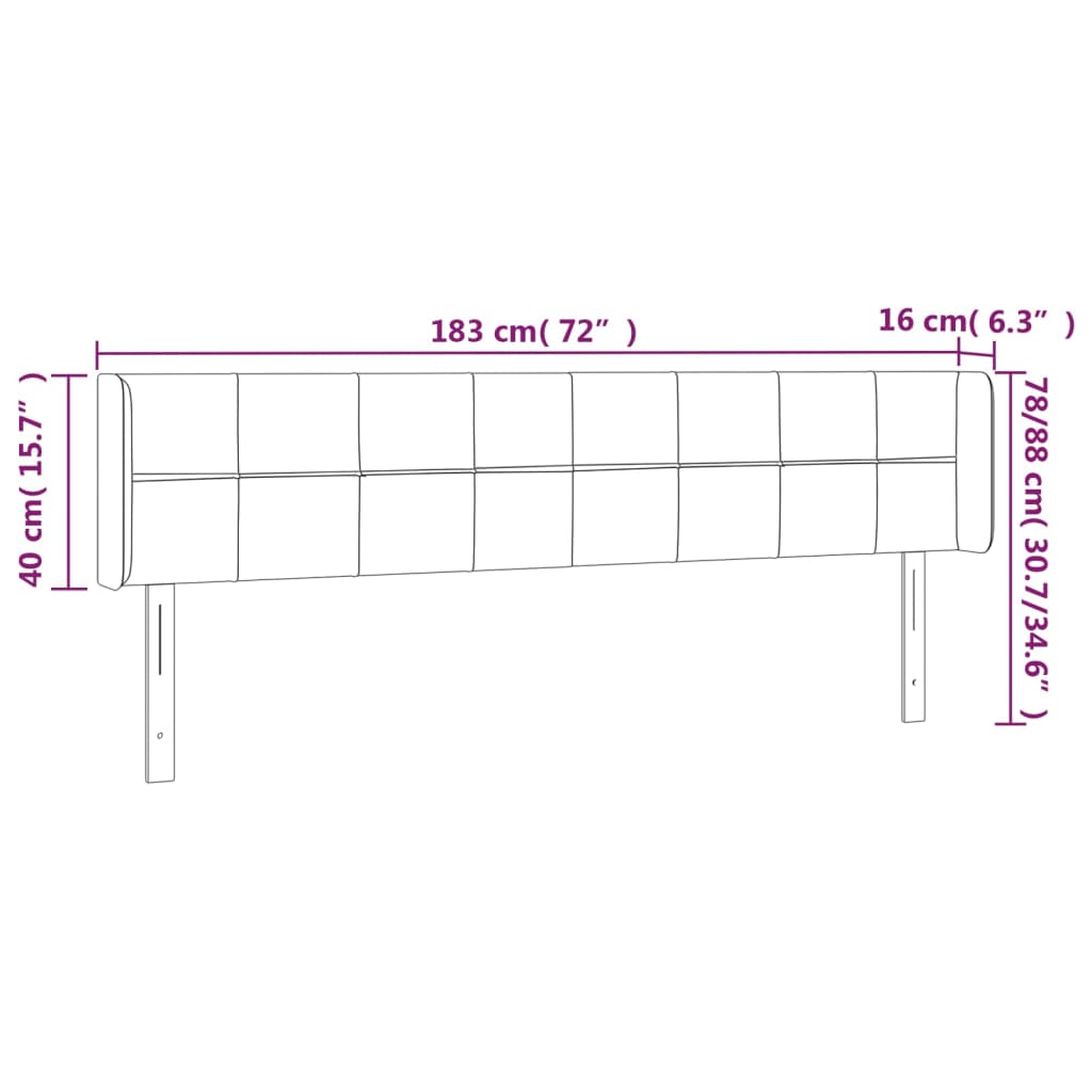 vidaXL Κεφαλάρι Κρεβατιού LED Σκούρο Πράσινο 183x16x78/88εκ. Βελούδινο