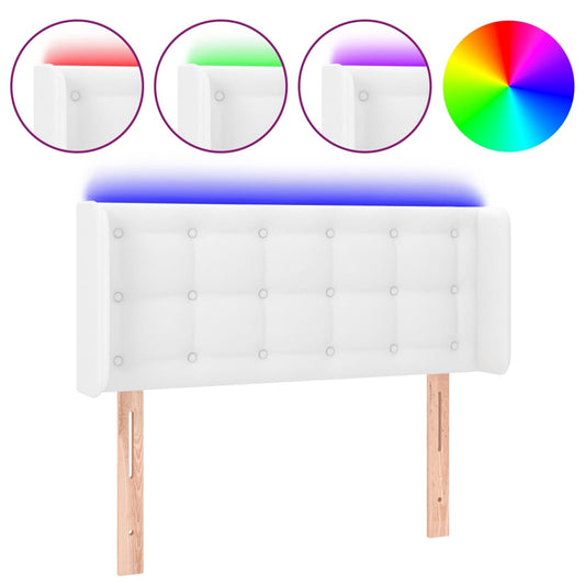vidaXL Κεφαλάρι Κρεβατιού LED Λευκό 83x16x78/88εκ. από Συνθετικό Δέρμα