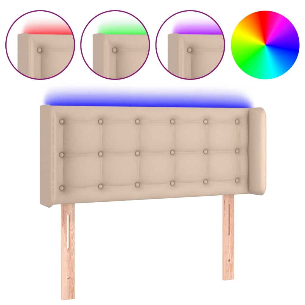 vidaXL Κεφαλάρι Κρεβατιού LED Καπουτσίνο 103x16x78/88εκ. Συνθετ. Δέρμα
